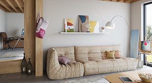 Бежевый диван в интерьере-8, Диван Француз